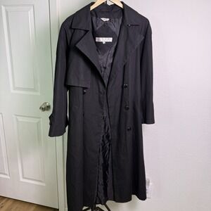 Vintage Trench Coat Brem Rainwear Plus Size 10P Overcoat Black